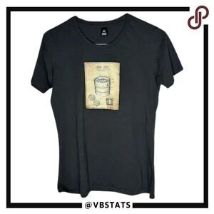 ASCOLOUR Women's Graphic Design Beer Keg Blue Print Graphite SS T-Shirt in Large